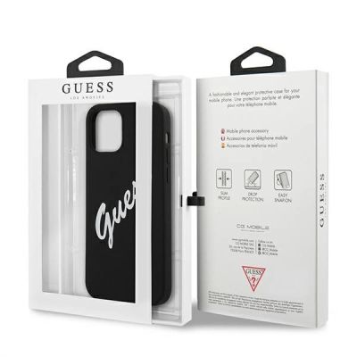 8. Etui Guess Silicone Vintage na iPhone 12 mini - czarno-białe