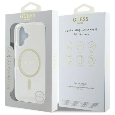 8. Guess GUHMP16MHFGERET iPhone 16 Plus      6.7" przeźroczysty/transparent hardcase IML Glitter Circle MagSafe