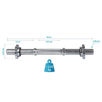 10. GRYF KRÓTKI 40 CM + ZACISKI ENERO FIT fi28 MM