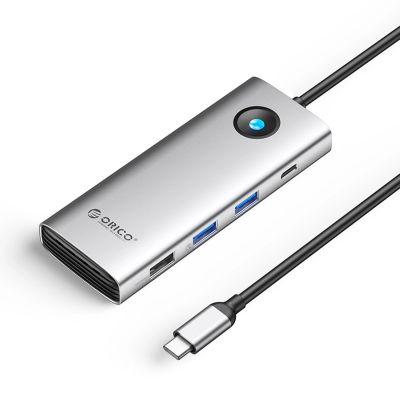 Stacja dokująca USB-C Orico PW11 8w1 2x USB-A 3.0 1x USB-A 2.0 1x USB-C 3.0 1x USB-C PD 100 W 1x HDMI 4K 60Hz 1x VGA 1080P 60Hz 1x RJ45 Gigabit Ethernet - srebrna