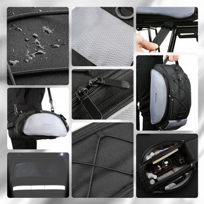 2. Wozinsky torba rowerowa na bagażnik z paskiem na ramię 13l czarna (WBB1BK)