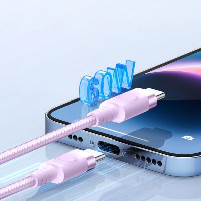 4. Kabel Orico CDX 60W 3A Power Delivery USB-C - USB-C 1m - fioletowy