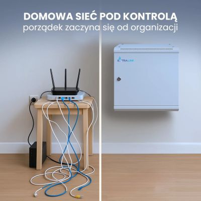 10. Extralink Szafa rack 12U 600x600 ASP Szara montowana na ścianie, drzwi blaszane pełne