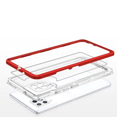 5. Clear 3in1 etui do Samsung Galaxy A42 5G żelowy pokrowiec z ramką czerwony