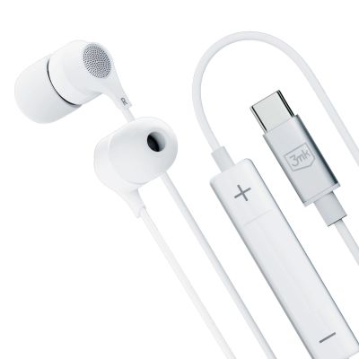 13. Słuchawki 3mk Wired Headphones przewodowe ze złączem USB-C - białe