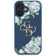 3. Etui Guess Grained Roses Big 4G logo na iPhone 16 - niebieskie