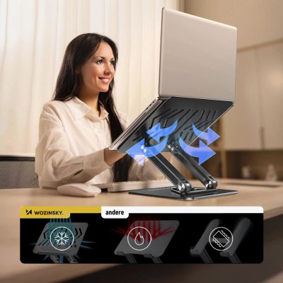 7. Podstawka pod laptopa, tablet Wozinsky WRS-CPY84SB 360 aluminiowa + Gratis! podstawka do smartfona - czarna