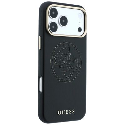 4. Etui Guess Perforated 4G Gold Logo Magsafe na iPhone 17 Pro / 18 Pro - czarne