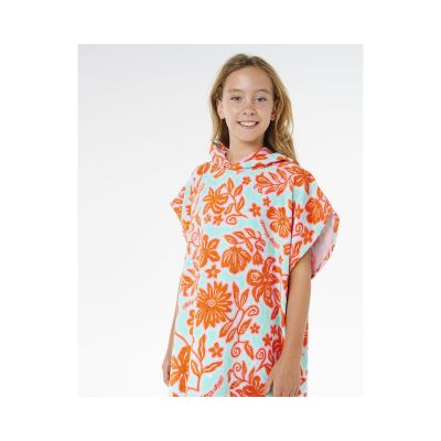 4. Ponczo dziewczęce RIP CURL Mixed Cotton Hooded Towel-Girl czerwone