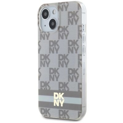 2. Etui DKNY IML Checkered Mono Pattern & Printed Stripes MagSafe na iPhone 15 / 14 / 13 - beżowe