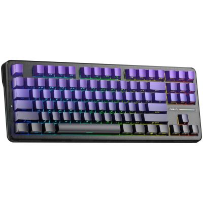 2. Klawiatura gasket F87 Pro Purple Black Gradient GrayWoodV4 switch RGB AULA