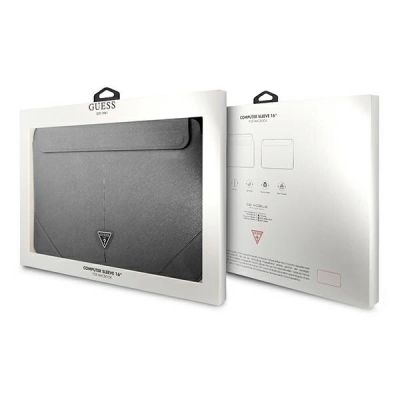 4. Pokrowiec Guess Saffiano Triangle Logo na laptopa 16'' - srebrny