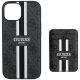 4. Etui Guess 4G Stripes z portfelem Magsafe do iPhone 15 czarny