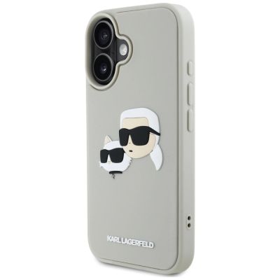2. Etui Karl Lagerfeld HC 3D Rubber Double Heads na iPhone 16 - beżowe
