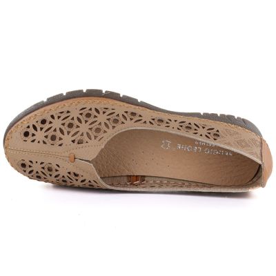 3. Skórzane półbuty damskie ażurowe brązowe Sergio Leone SP006