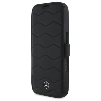6. Etui Mercedes MB Waves Leather na iPhone 16 Pro Max - czarne