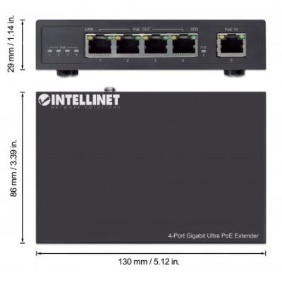 6. Intellinet 561617 przedłużacz sieciowy Nadajnik sieciowy Czarny 10, 100, 1000 Mbit/s