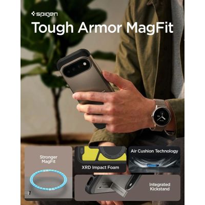 9. Etui Spigen Tough Armor Mag MagSafe na Google Pixel 11 Pro XL - ciemnoszare