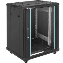 Qoltec Szafa RACK 19" | 15U | 600 x 855 x 600 | Hartowane drzwi | Stojąca | Nóżki + Kółka | Stalowa obudowa | Zamek