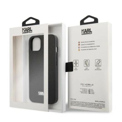 8. Etui Karl Lagerfeld Saffiano Plaque na iPhone 13 mini - czarne
