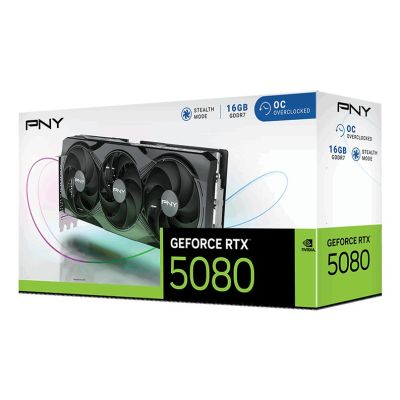 10. PNY GeForce RTX 5080 Overclocked Triple Fan GPU NVIDIA 16 GB GDDR7
