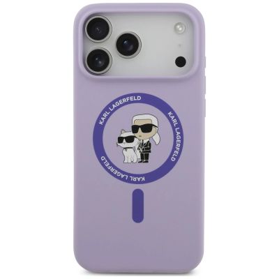3. Etui Karl Lagerfeld Silicone Karl&Choupette Ring MagSafe na iPhone 18 Pro Max / 17 Pro Max - fioletowe
