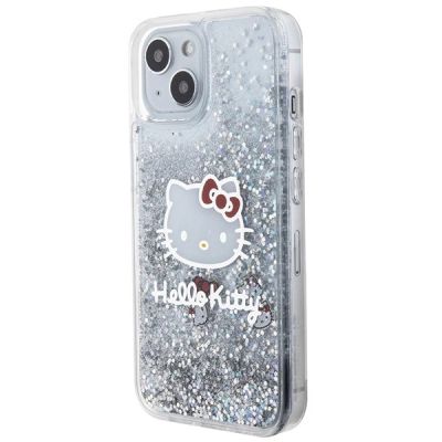 2. Etui Hello Kitty Liquid Glitter Charms Kitty Head na iPhone 14 - srebrne