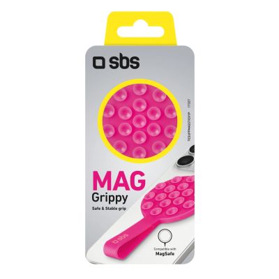 2. Uchwyt SBS MAG Grippy kompatybilny z MagSafe z przyssawką i uszkiem - różowy