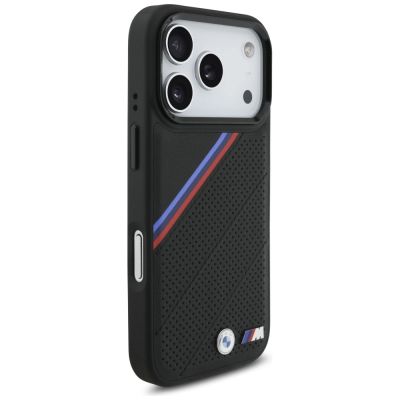 4. Etui BMW M Tricolor Metal Logo MagSafe do iPhone 17 Pro - czarne