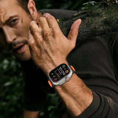 8. Pasek Tech-Protect IconBand Line na Apple Watch 44 / 45 / 46 / 49 mm - szaro-pomarańczowy