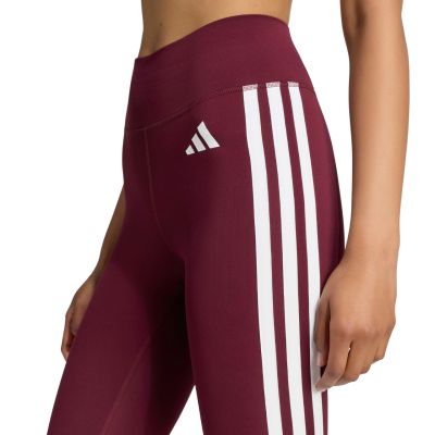 4. Legginsy damskie adidas Optime Essentials Workout 3-Stripes 7/8 bordowe KT3772