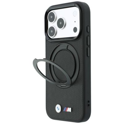 2. Etui BMW Kevlar Ring Stand 360 MagSafe na iPhone 18 Pro Max / 17 Pro Max - czarne