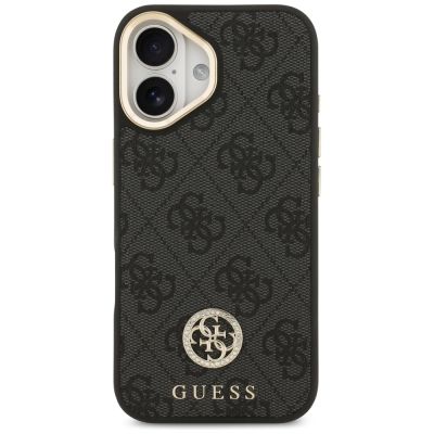 3. Etui Guess 4G Strass Logo & Big Strap Metal Buttons MagSafe na iPhone 17 - czarne