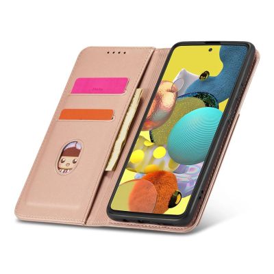 10. Magnet Card Case etui do Samsung Galaxy A12 5G pokrowiec portfel na karty kartę podstawka różowy