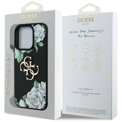 8. Etui Guess Grained Roses Big 4G logo na iPhone 16 Pro - czarne
