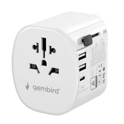 10. GEMBIRD UNIWERSALNY ADAPTER PODRÓŻNY Z UZIEMIENIEM 15 W, BIAŁY