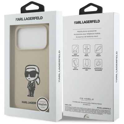 8. Etui Karl Lagerfeld Silicone Karl Sketch & Logo MagSafe na iPhone 17 Pro - brązowe
