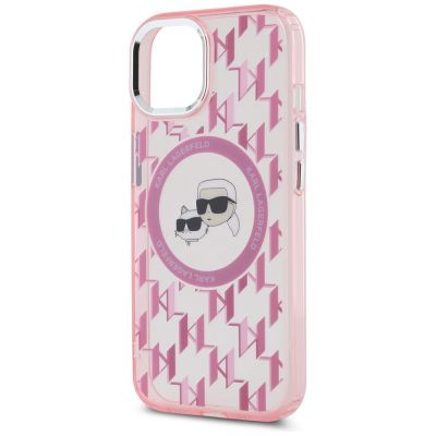 6. Etui Karl Lagerfeld IML Monogram Karl & Choupette Head MagSafe na iPhone 15 Plus - różowe