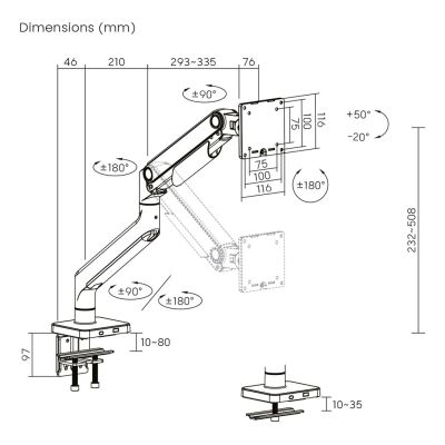 5. Digitus Uchwyt do pojedynczego monitora, 49", 20 kg