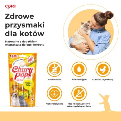 2. INABA Churu Pops Kurczak - przysmak dla kota - 4x15 g
