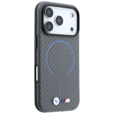 4. Etui BMW M Carbon Printed Ringl MagSafe na iPhone 18 Pro / 17 Pro - szare