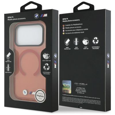 8. Etui BMW M IML Shockproof Metal Logos MagSafe na iPhone 17 Pro - promarańczowe