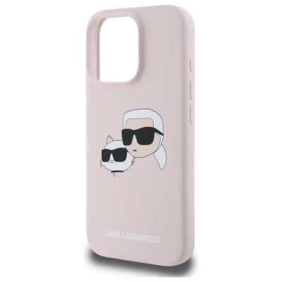 6. Etui Karl Lagerfeld Silicone nauble Heads Print MagSafe na iPhone 16 Pro Max - różowe