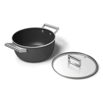 10. Smeg CSF2412BLM Kochtopf, 20 cm, Keramik, Edelstahlgriff, Mattschwarz