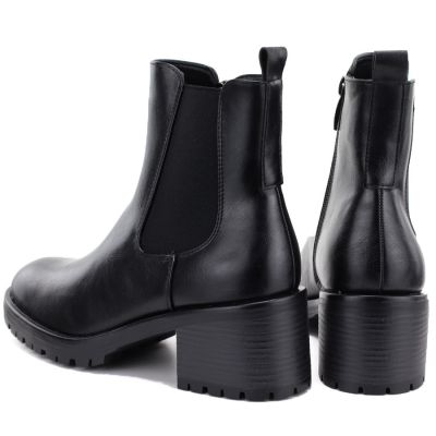 5. Botki damskie sztyblety na klocku ocieplane czarne Potocki SZ12742