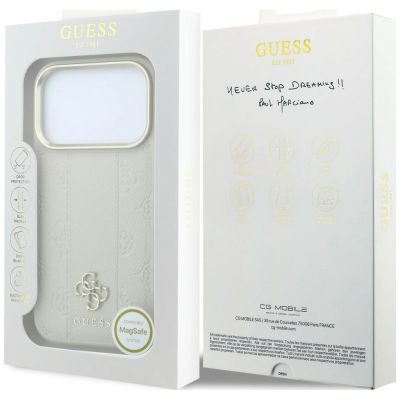8. Etui Guess Peony 4G Small Logo MagSafe na iPhone 17 Pro / 18 Pro - beżowe