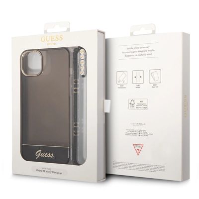 7. Etui Guess Translucent Pearl Strap na iPhone 14 Plus - czarne
