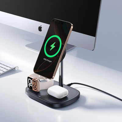 5. Ładowarka indukcyjna Baseus EnerFill FS41 3w1 z chłodzeniem z wtyczką EU 45W i kablem USB-C do USB-C - czarna