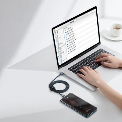 13. Kabel Baseus CAJY000603 USB-C - USB-C PD 100W 5A 480Mb/s 1,2m - niebieski