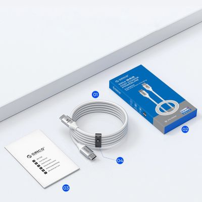 8. Kabel Orico CDX 60W 3A Power Delivery USB-C - USB-C 1m - biały